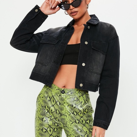 Missguided Black Cropped Utility Denim 